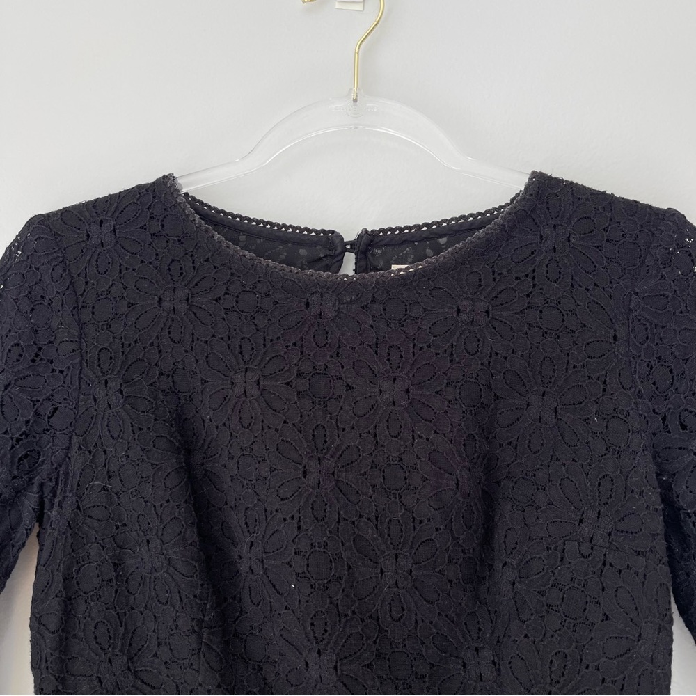 Anthropologie‎ Moulinette Soeurs Black Eyelet Lace Peplum Top Sz 4 - Picture 3 of 9